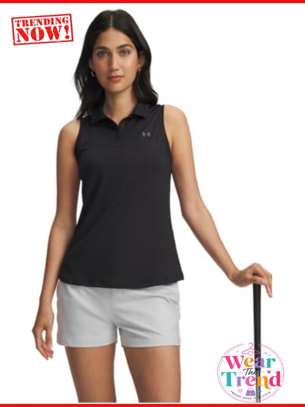 Womens Golf Sleeveless Polo Shirt Collared 4-Button Placket Regular Fit